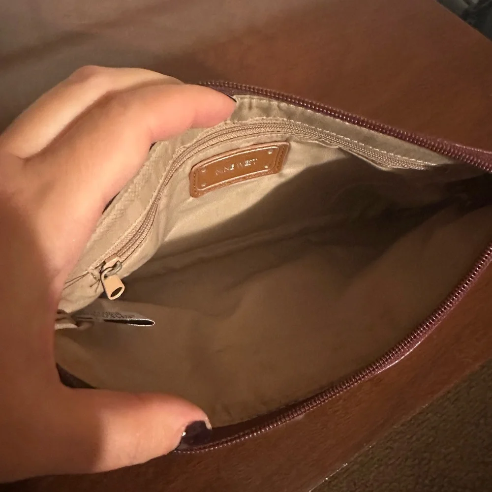 Nine West Burgundy Leather Wristlet
